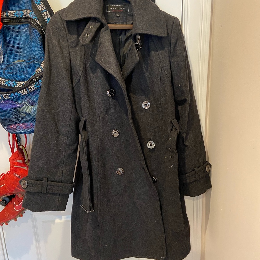 Long pea coat jacket.